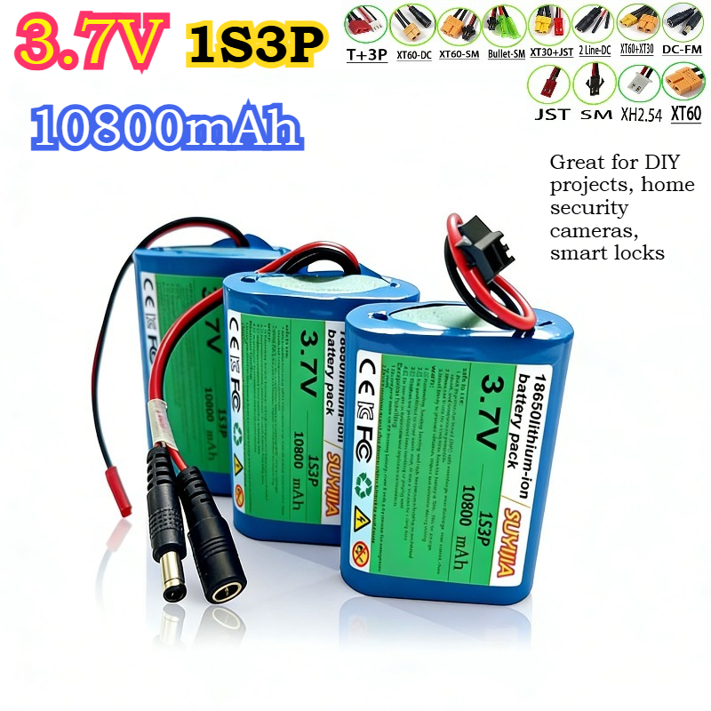 Home Security Robots - 3.7V 10800mAh 1S3P 18650 DIYプロジェクト、家庭用セキュリティカメラ、スマートロック用の新品リチウムイオン充電式バッテリーパック